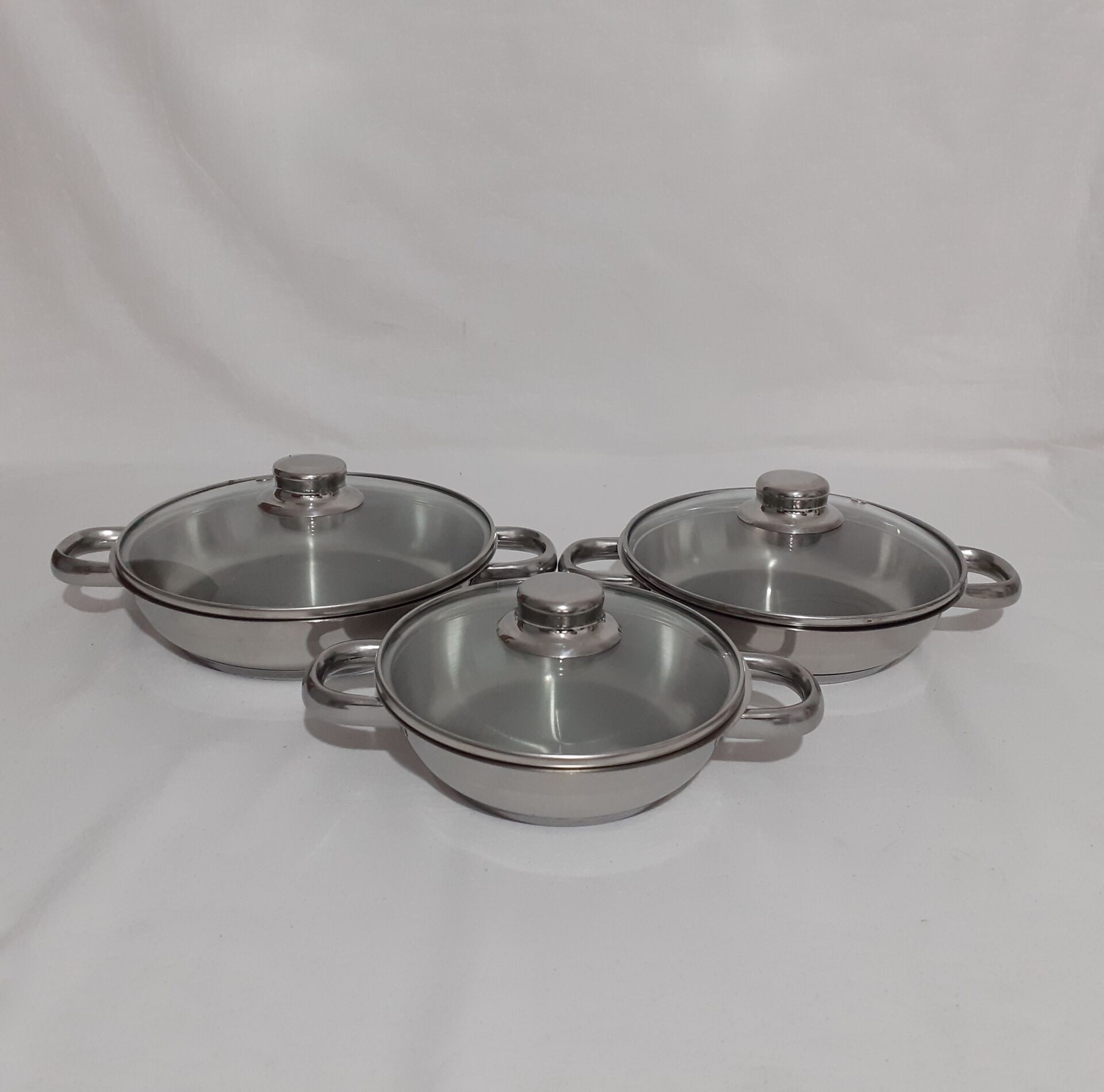 Defolu Gülsan Çelik Omlet Sahan Set Cam Kapaklı