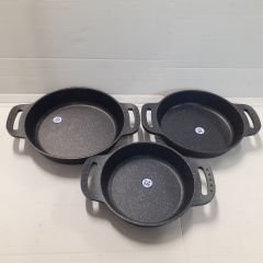 Gülsan 3 Parça Döküm Granit Sahan Set Cam Kapaklı