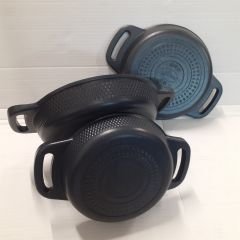 Gülsan 3 Parça Döküm Granit Sahan Set Cam Kapaklı