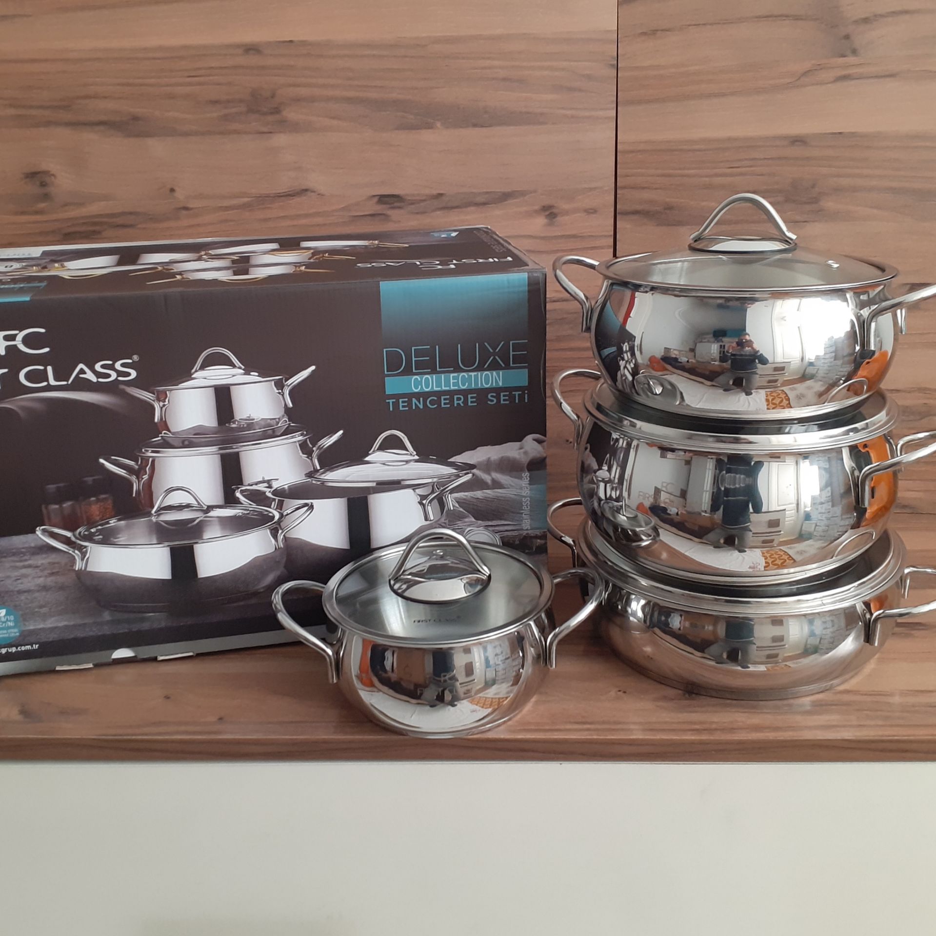 First class delux 8 parça çelik tencere seti