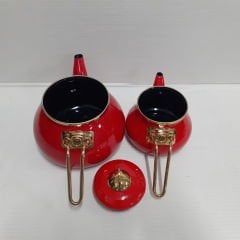 Emaye çaydanlık takımı ( Kırmızı, Lacivert, Gri)