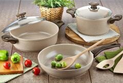 Gülsan safran 5 parça granit tencere seti