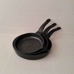 Oms 3 parça döküm granit tava seti