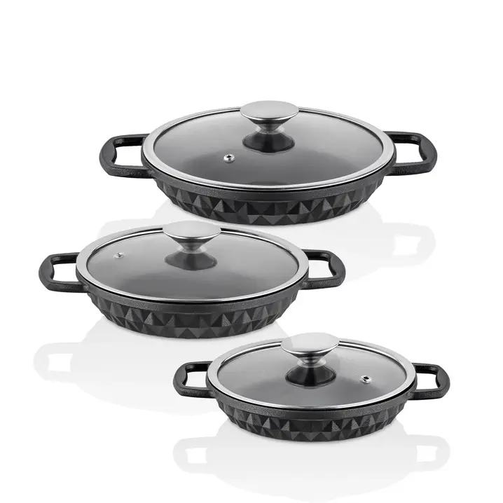 Taç Bella Döküm Granit Sahan Set Cam Kapaklı