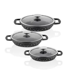 Taç Bella Döküm Granit Sahan Set Cam Kapaklı