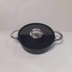 Gülsan Ezme Karnıyarık Tencere 26 Cm Metal Sap Silikon cam kapaklı