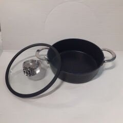 Gülsan Ezme Karnıyarık Tencere 26 Cm Metal Sap Silikon cam kapaklı